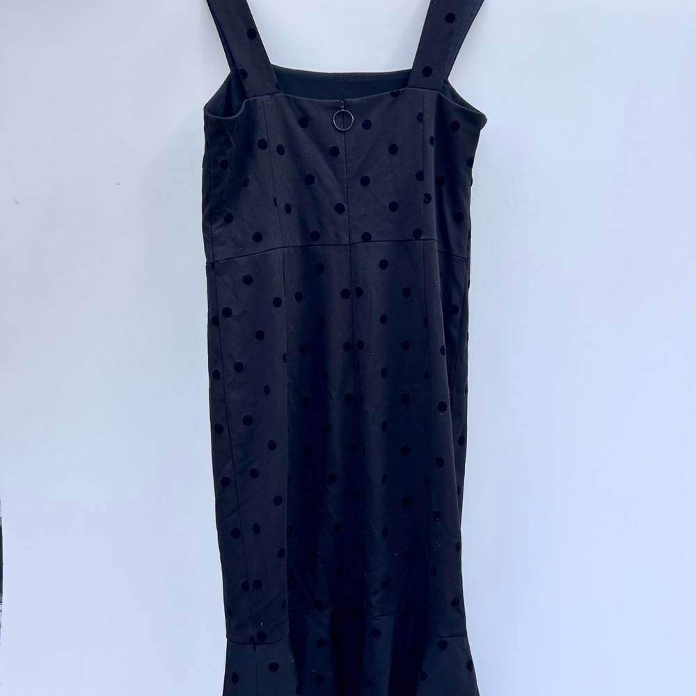 Akris Punto Polka Dot Print Midi Length Dress size 10 zipper bottom ruffle black - Picture 6 of 8